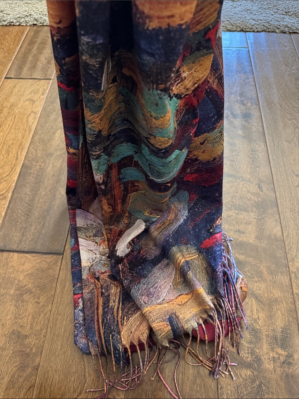 Hand-Painted Style Multicolor Floral Scarf - Picture 4 of 5